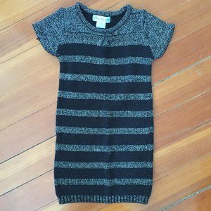 Girls Knit Dress - Silver and Black